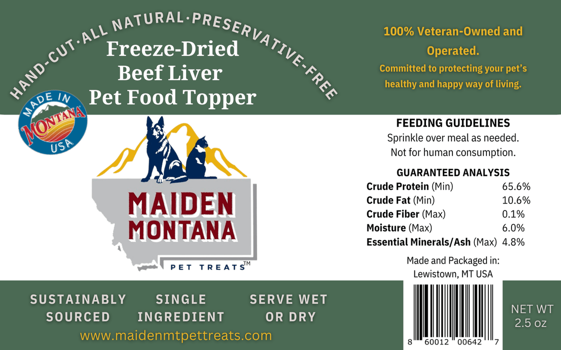 Maiden Montana Freeze-Dried Beef Liver Pet Food Topper 2.5 oz