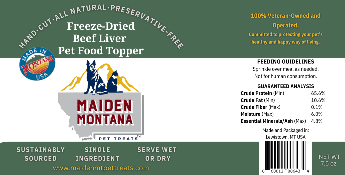 Maiden Montana Freeze-Dried Beef Liver Food Topper 7.5 oz