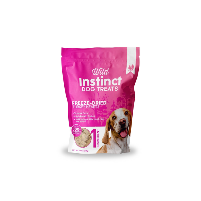 Wild instinct Pet Freeze-Dried Turkey Hearts for Dogs 2.1 oz