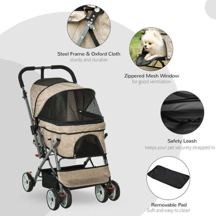 Furr Baby Gifts Pet Foldable Travel Carriage Stroller with Reversible Handle