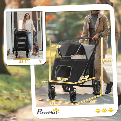 Furr Baby Gifts One-Click Foldable Stroller for Large Medium Small Dogs, Pet, Cats with Storage