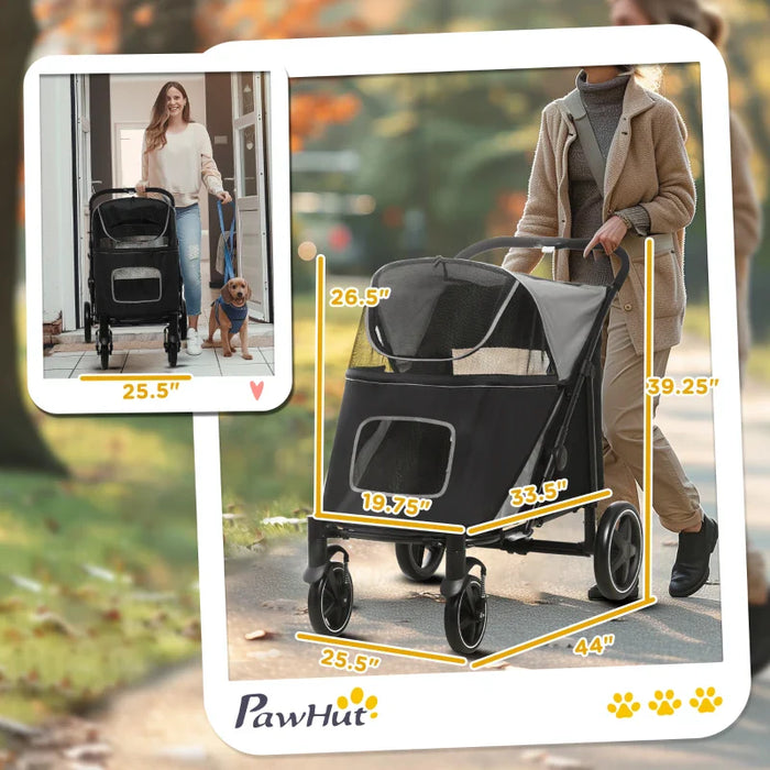 Furr Baby Gifts One-Click Foldable Stroller for Large Medium Small Dogs, Pet, Cats with Storage