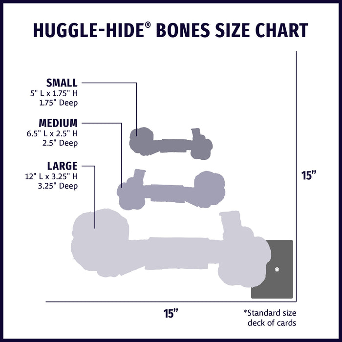 HuggleHounds Huggle-Hide® Natural Leather Bone Dog Toy, 3 Pack