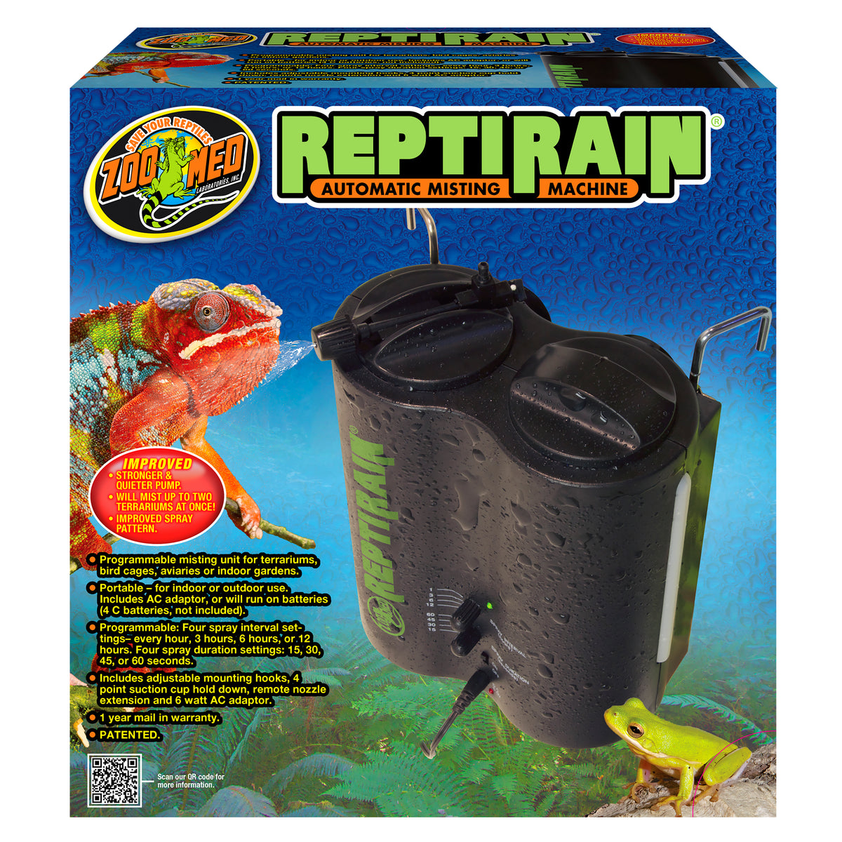 Misting Machine For Ball Python Zoo Med Repti Rain Automatic Misting Machine Black — AnimalWiz.com