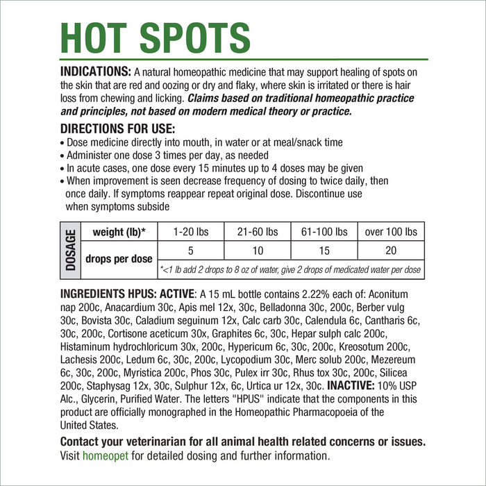 HomeoPet Hot Spots 15 ml