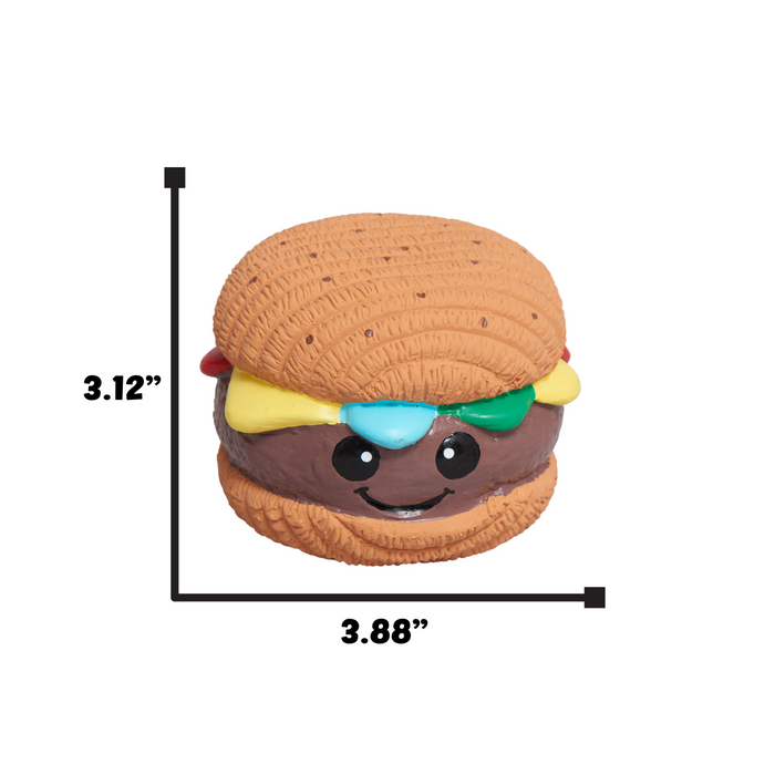HuggleHounds Big Buns Foodies Hamburger Ruff-Tex® Latex Ball Dog Toy