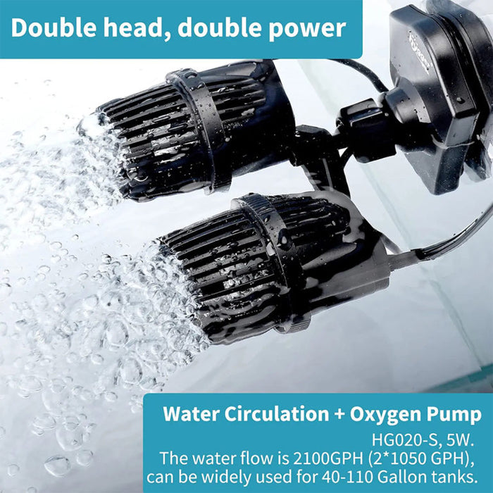 Hygger Double Head Aquarium Circulation Pump (Wave Maker) - 12 Watts