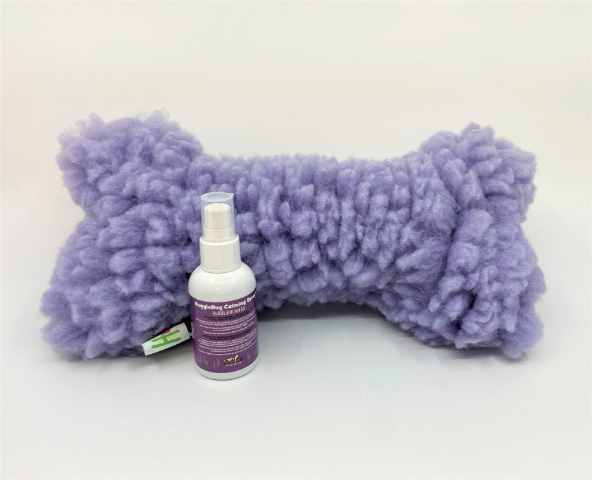 HuggleHounds HuggleHug™ Lavender Bone & 2oz Calming Spray Dog Toy Set