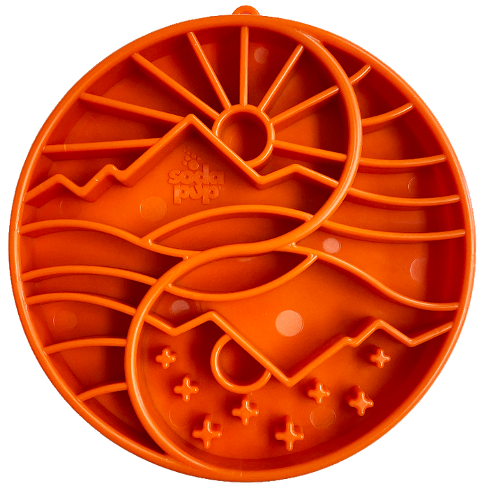 SodaPup Sun and Moon Design eTray Enrichment Shallow Slow Feeder Dog Bowl