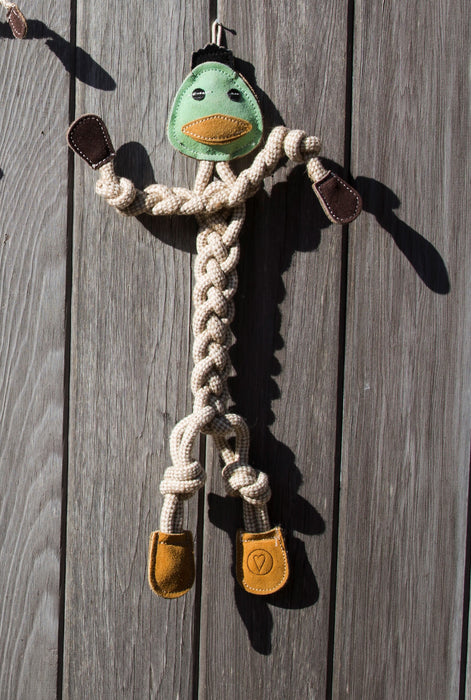 HuggleHounds Dilly Duck Natural Rope Knottie® Dog Toy, Large (9mm Diameter)