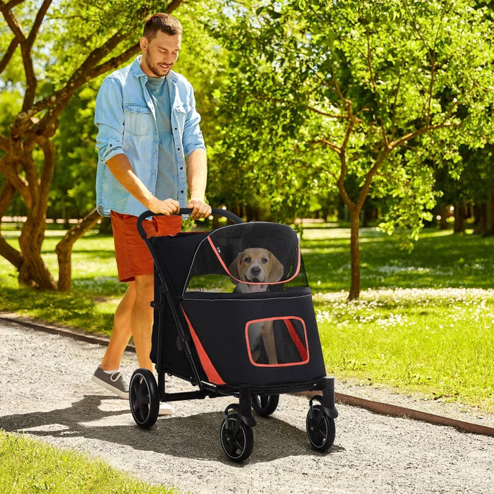 Furr Baby Gifts One-Click Foldable Stroller for Large Medium Small Dogs, Pet, Cats with Storage
