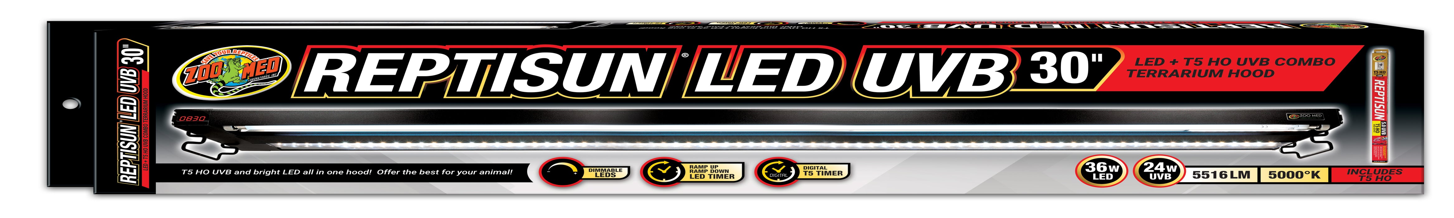 Zoo Med Reptisun LED UVB Combo Terrarium Hood 30in