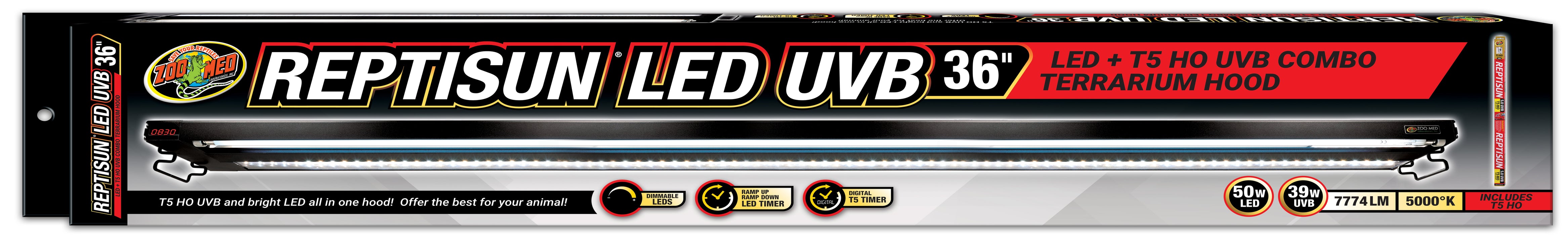 Zoo Med Reptisun LED UVB Combo Terrarium Hood 36in