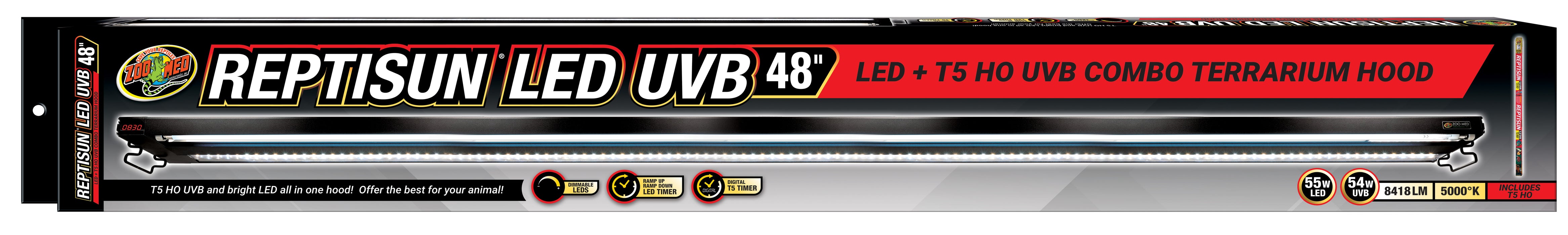 Zoo Med Reptisun LED UVB Combo Terrarium Hood 48in