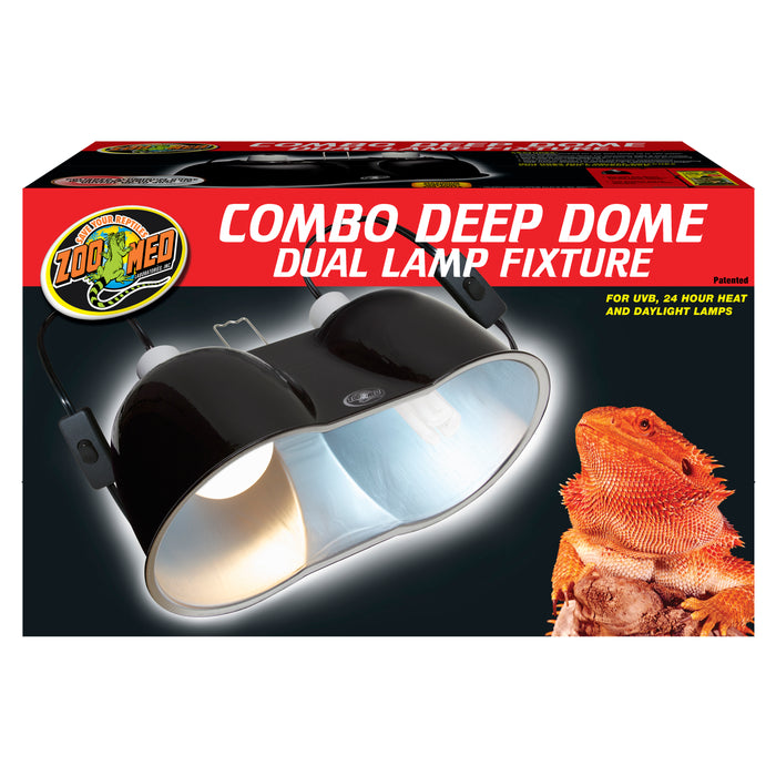 Zoo Med Combo Deep Dome Dual Lamp Fixture Black