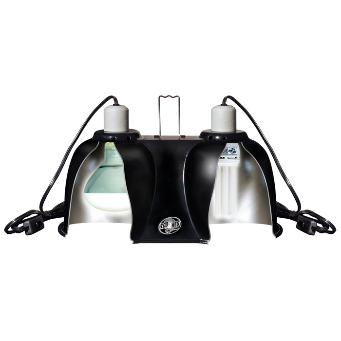Zoo Med Combo Deep Dome Dual Lamp Fixture Black