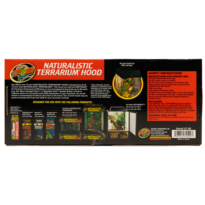 Zoo Med Naturalistic Terrarium Hood Black 12 in