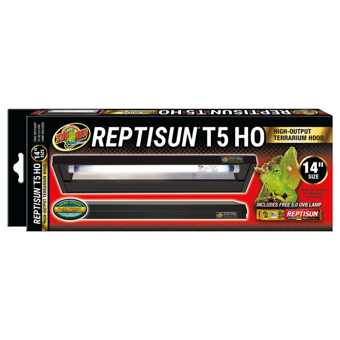Zoo Med ReptiSun T5 HO Terrarium Hood w/ 5.0 Bulb 14in