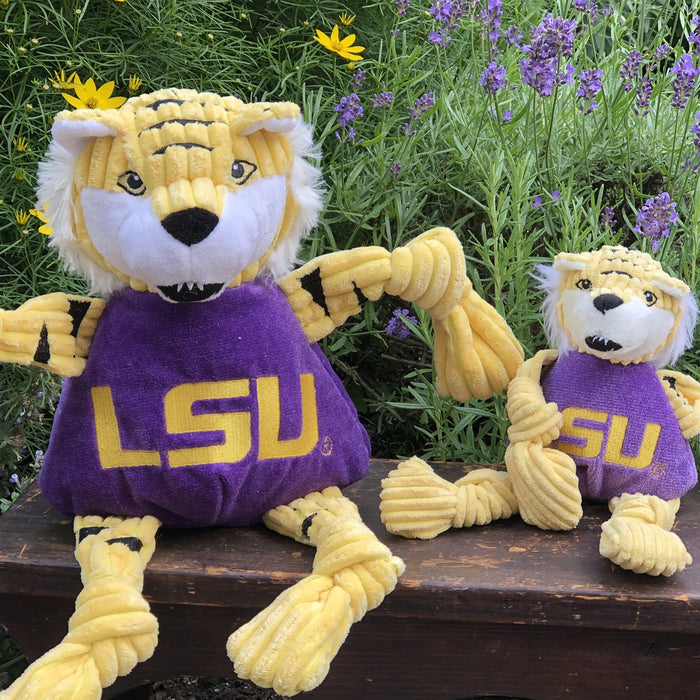 HuggleHounds NCAA Louisiana State University, Mike the Tiger Knottie® Plush Dog Toy