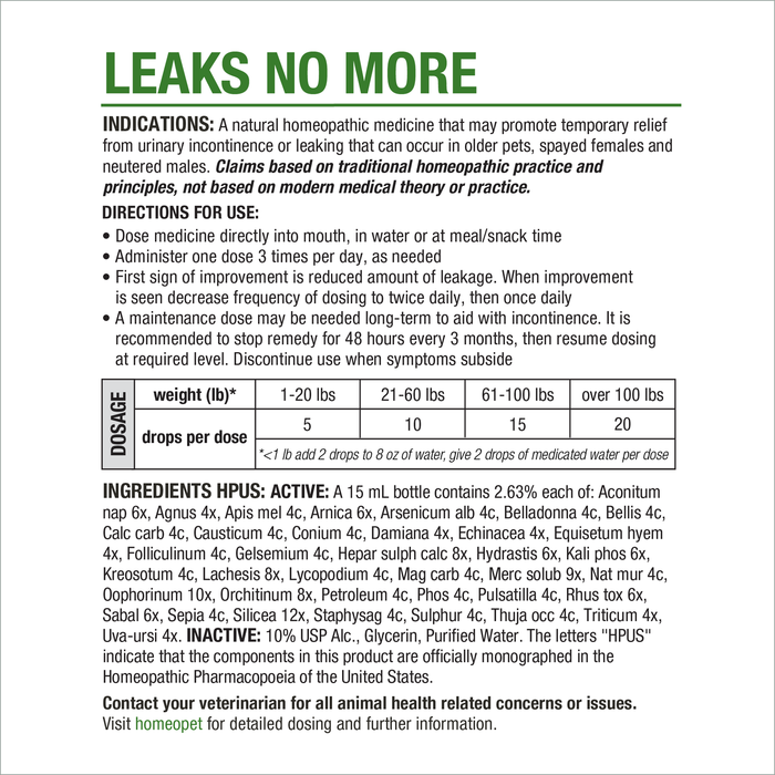 HomeoPet Leaks No More 15 ml