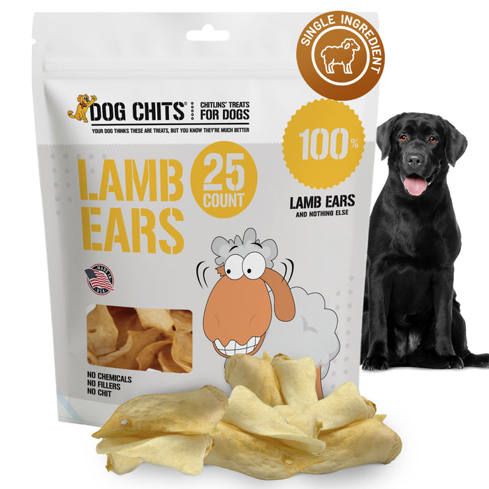 Dog Chits Pet Products Lamb Ears Dog Treats, Large - 25 Pack