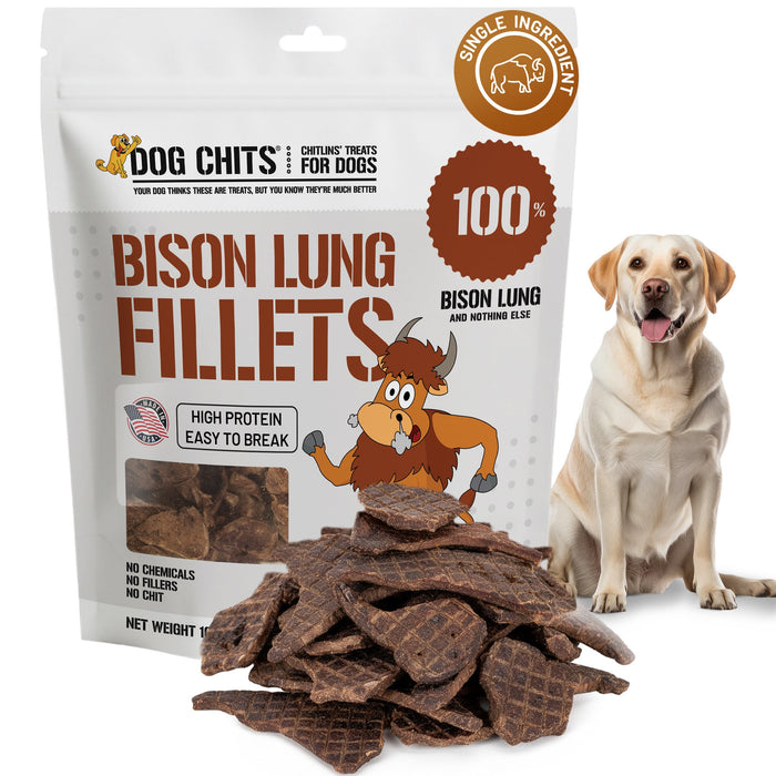 Dog Chits Pet Products Bison Lung Fillet Treats for Dogs - 10 oz