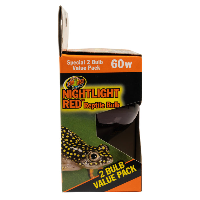 Zoo Med Nightlight Red Reptile Bulb Red 60 Watt 2 Pack