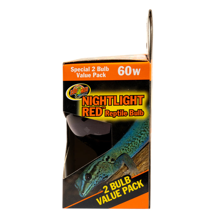 Zoo Med Nightlight Red Reptile Bulb Red 60 Watt 2 Pack