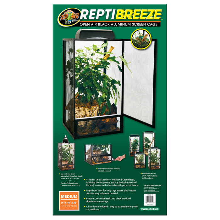 Zoo Med ReptiBreeze Open Air Aluminum Screen Cage Black MD