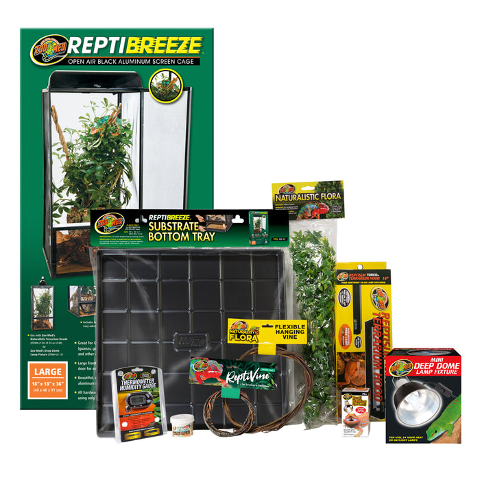 Zoo Med ReptiBreeze Deluxe Chameleon Starter Kit 18in X 18in X 36in