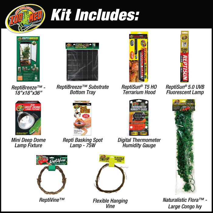Zoo Med ReptiBreeze Deluxe Chameleon Starter Kit 18in X 18in X 36in