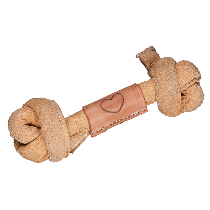 HuggleHounds Huggle-Hide® Natural Leather Bone Dog Toy, 3 Pack