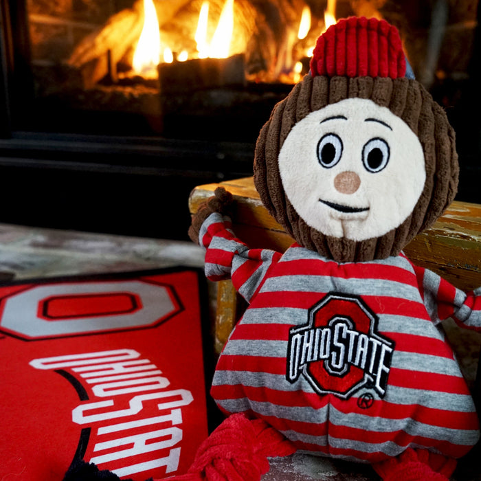 HuggleHounds NCAA Ohio State University, Brutus the Buckeye Knottie® Plush Dog Toy