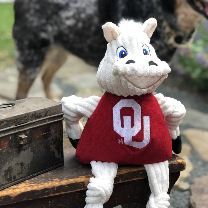 HuggleHounds NCAA University of Oklahoma, Sooner Knottie® Plush Dog Toy, Large