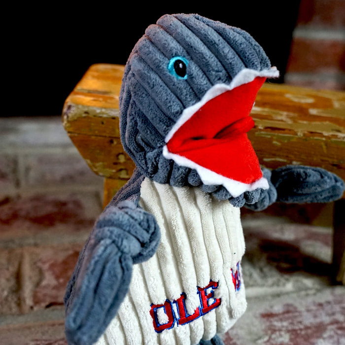 HuggleHounds NCAA Ole Miss (U. of Mississippi), Tony Land Shark Knottie® Plush Dog Toy
