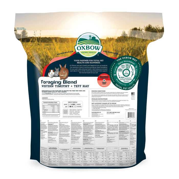 Oxbow Animal Health Foraging Hay Blend Teff & Western Timothy, 40 oz