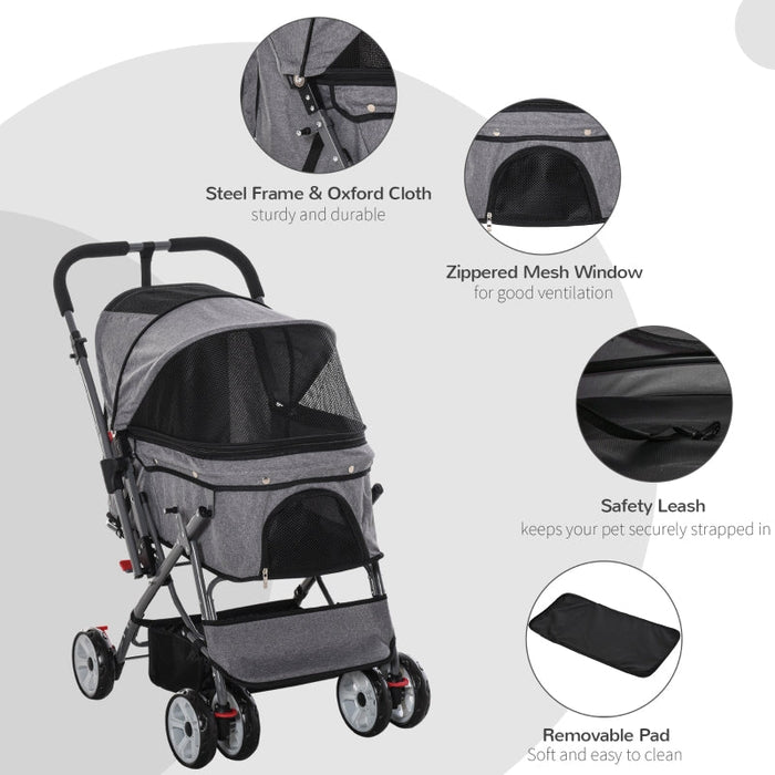 Furr Baby Gifts Pet Foldable Travel Carriage Stroller with Reversible Handle