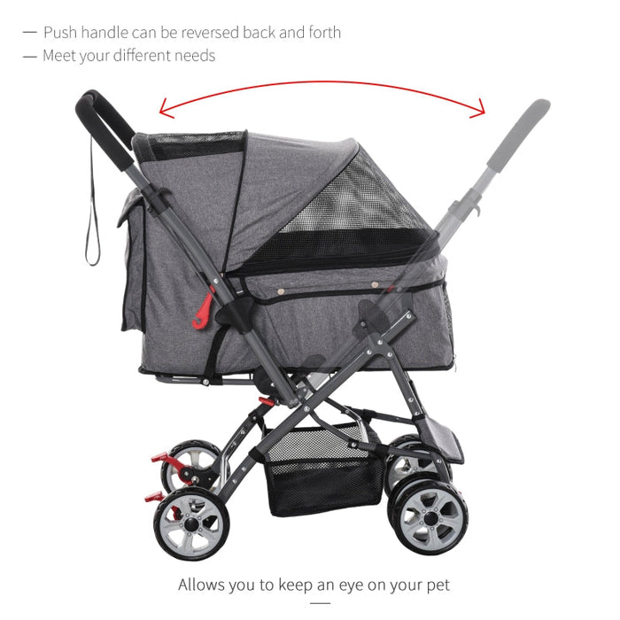 Furr Baby Gifts Pet Foldable Travel Carriage Stroller with Reversible Handle