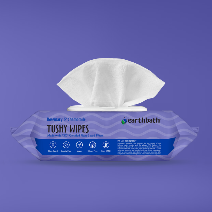Earthbath Tushy Wipes, Rosemary & Chamomile (100 Count)