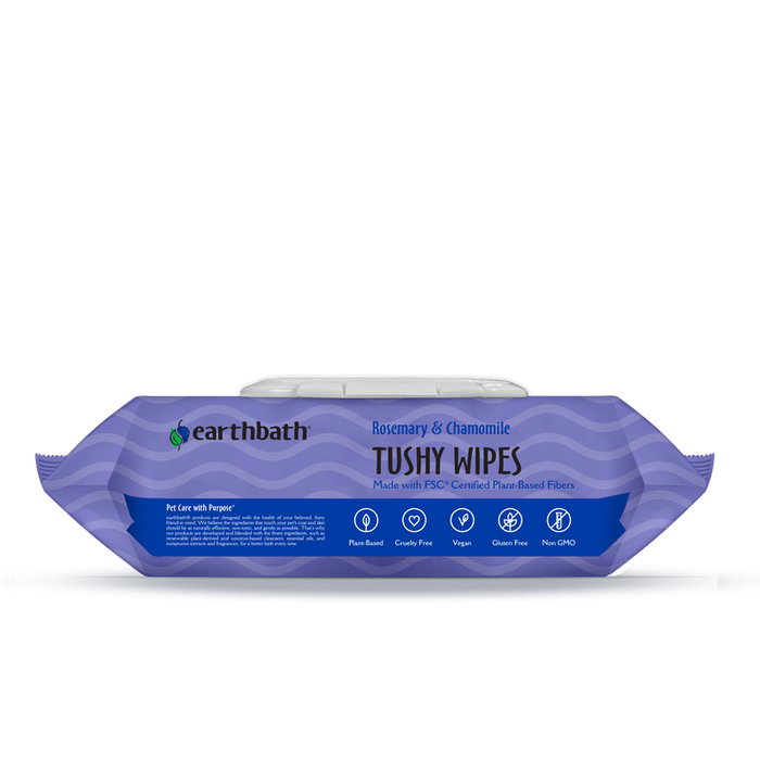 Earthbath Tushy Wipes, Rosemary & Chamomile (100 Count)