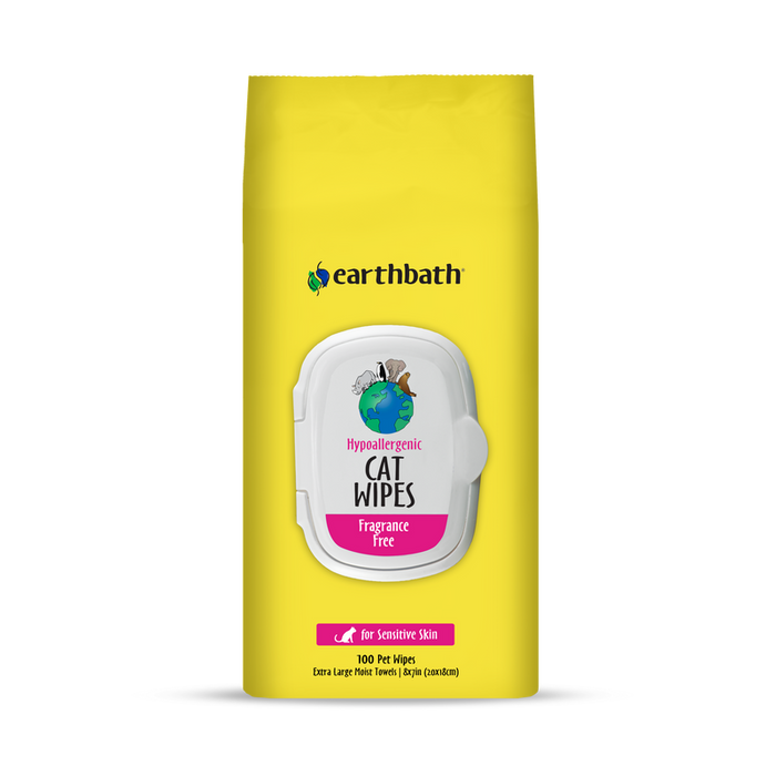 Earthbath Hypo-Allergenic Cat & Kitten Grooming Wipes, Fragrance Free (100 Count)
