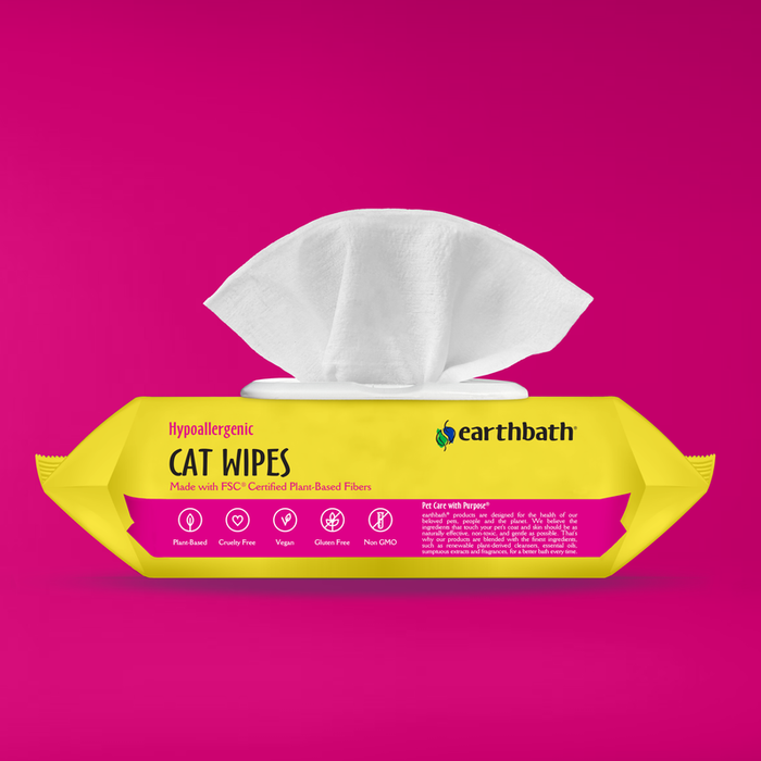 Earthbath Hypo-Allergenic Cat & Kitten Grooming Wipes, Fragrance Free (100 Count)