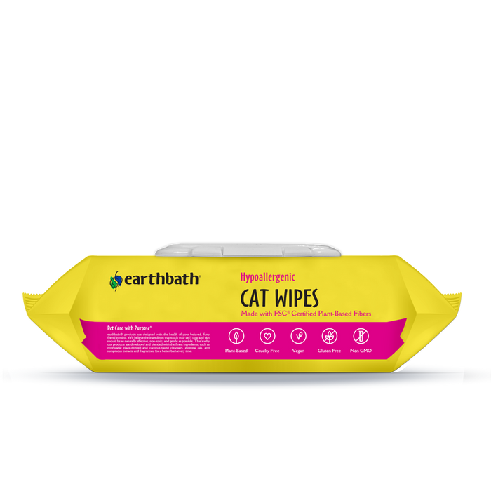 Earthbath Hypo-Allergenic Cat & Kitten Grooming Wipes, Fragrance Free (100 Count)