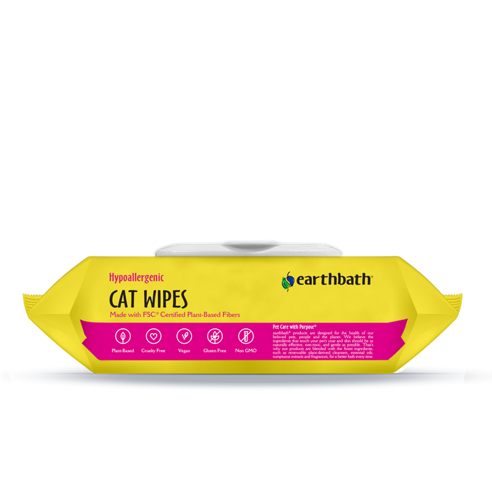 Earthbath Hypo-Allergenic Cat & Kitten Grooming Wipes, Fragrance Free (100 Count)