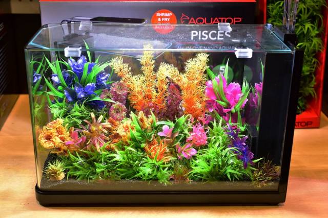 Aquatop PISCES All-in-one Nano Bullet Glass Aquarium Kit Black, Clear 5 gal