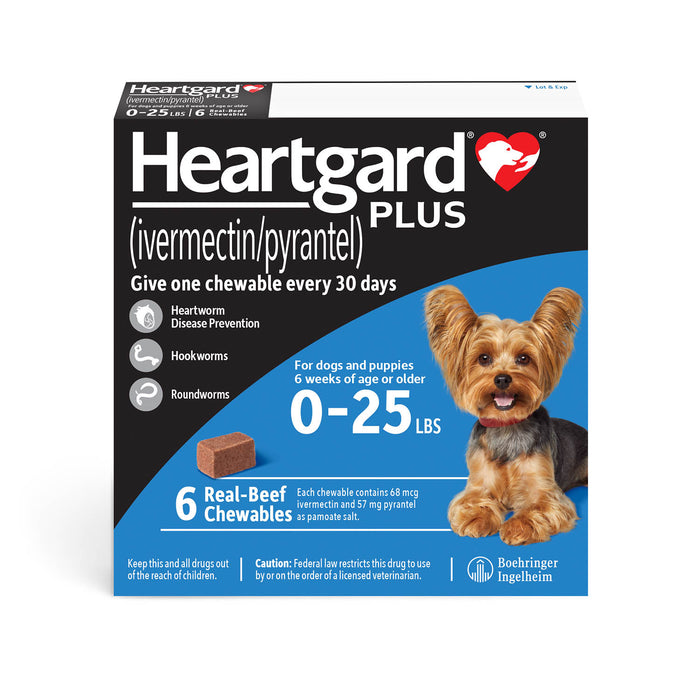 Heartgard Plus for Dogs, 6 mo, 0-25 lbs, Rx