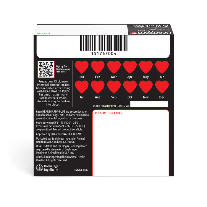 Heartgard Plus for Dogs, 6 mo, 26-50 lbs, Rx