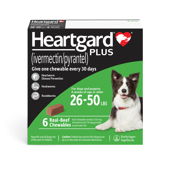 Heartgard Plus for Dogs, 6 mo, 26-50 lbs, Rx