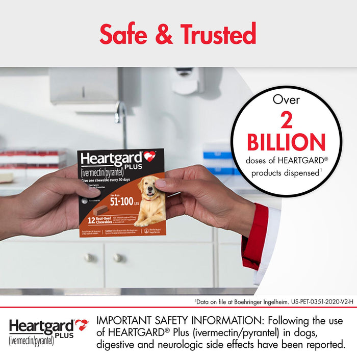 Heartgard Plus for Dogs, 6 mo, 51-100 lbs, Rx