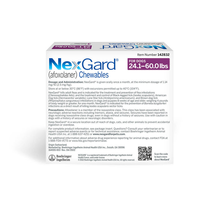 Rx NexGard, Dog 24.1-60 lb, 3 Chew Tabs